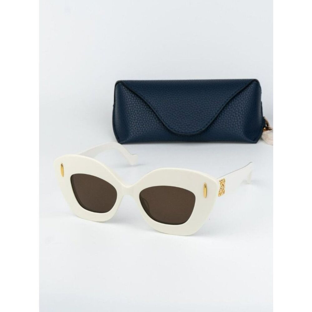 Loewe Women Sunglasses Ivory Brown Cat Eye LW40127I ANAGRAM 25E NEW AUTHENTIC